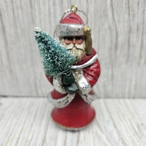 Pam Schifferl‎ Santa Claus W/ Bottle Brush Tree Midwest Cannon Falls 3" Ornament - Picture 1 of 8